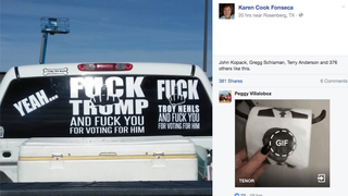 Woman Targeted By Sheriff For 'Fuck Trump' Decal Says Fuck That Guy, Too